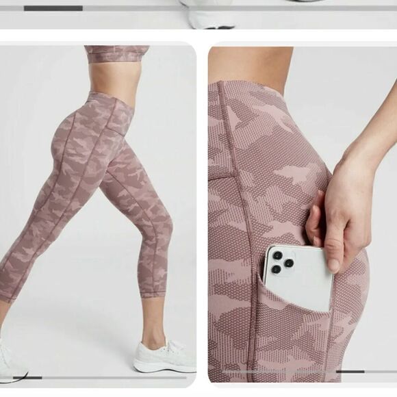 Athleta Ultimate Stash Pocket Texture Camo Capri Yogi Size Medium - Picture 3 of 7